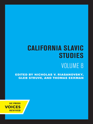 cover image of California Slavic Studies, Volume VIII